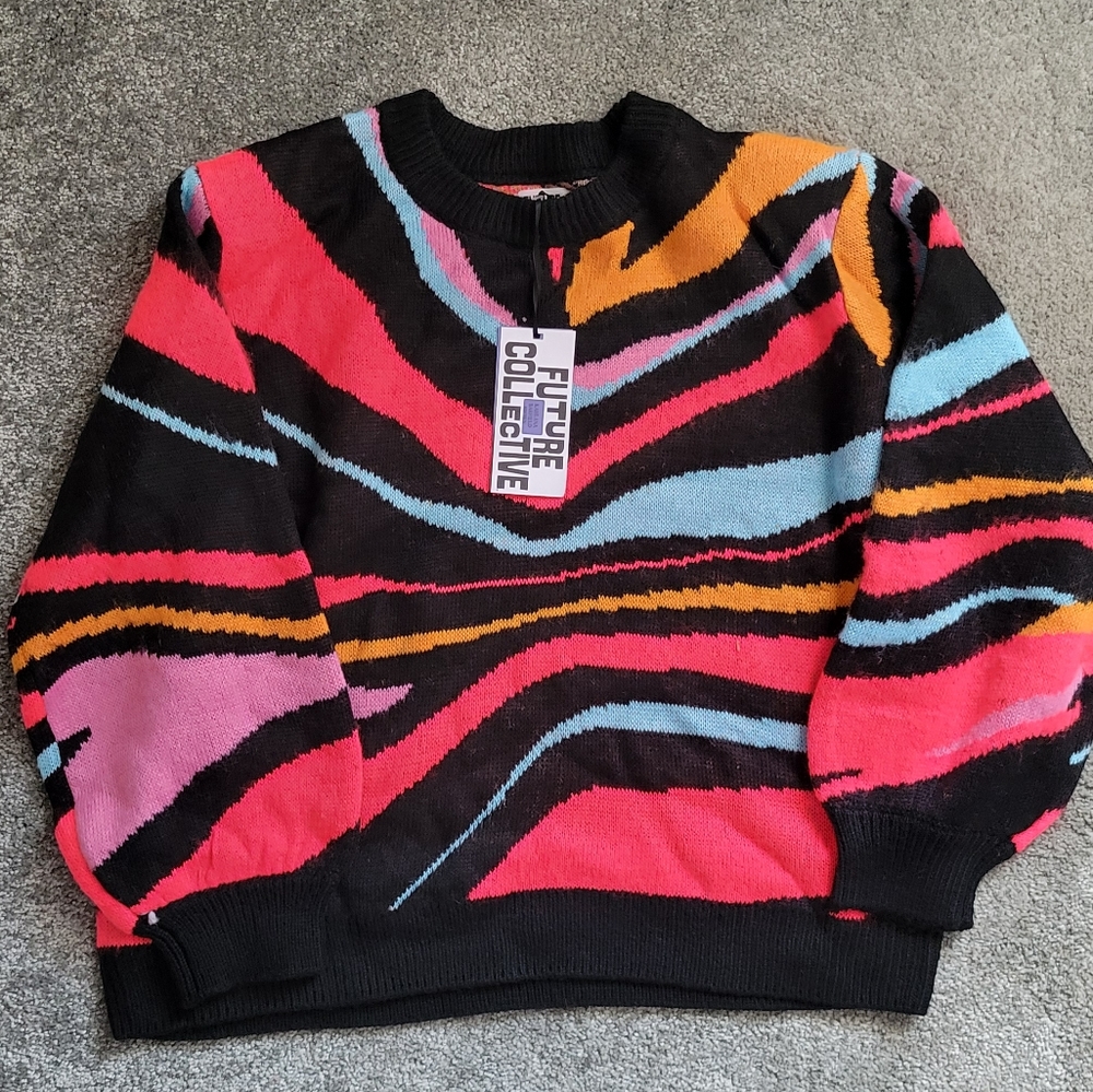 Target 1X Abstract Striped Crewneck Sweater - Future Collective Kahlana Barfield
